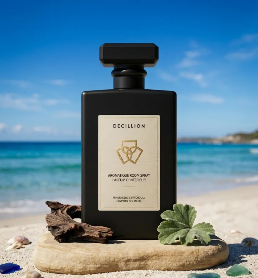 A Decillion bottle on a Moroccan shore